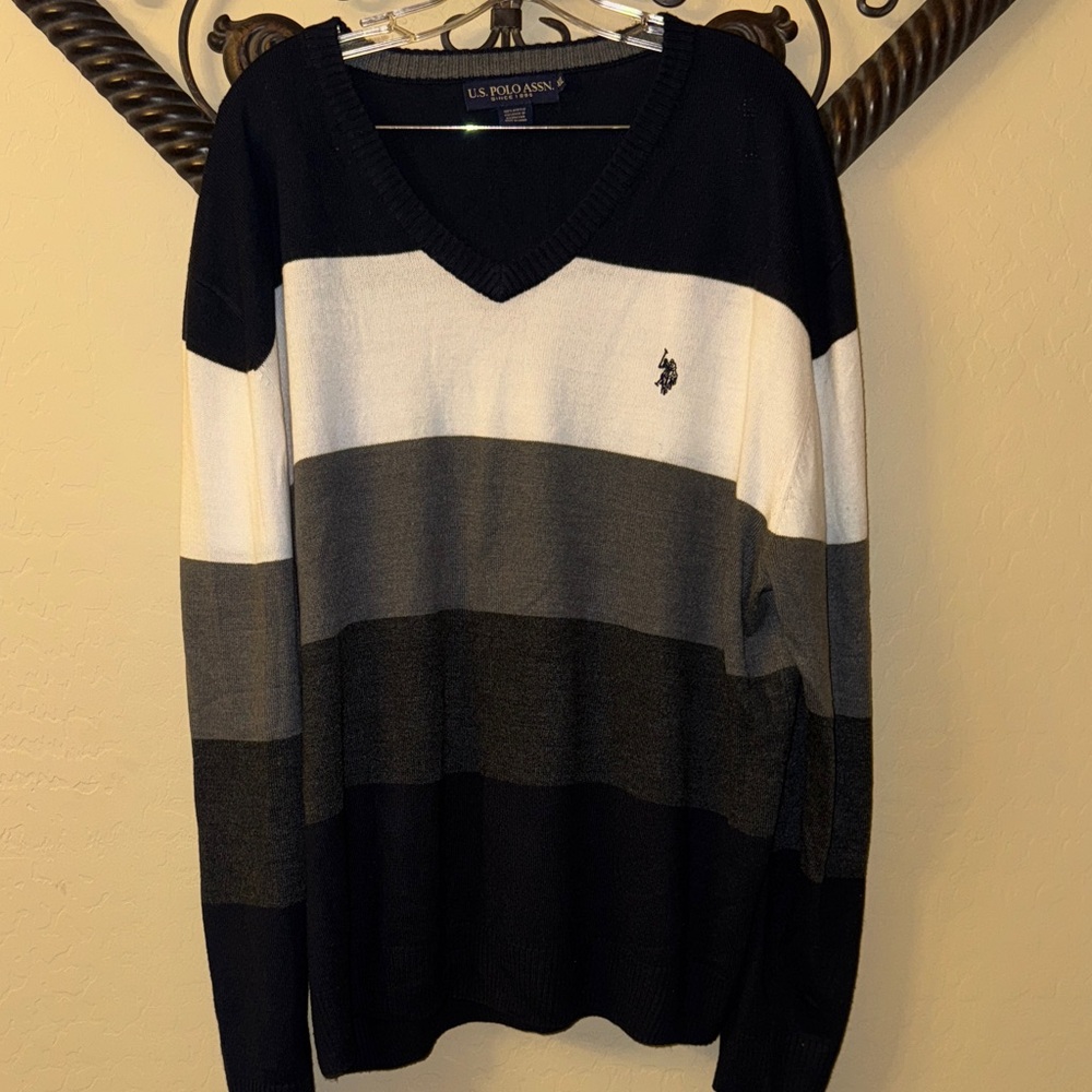 U.S. Polo Assn. Men's V-Neck Sweater - Black, Gray, White
